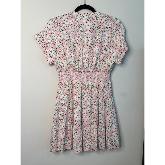 Alice Olivia Keela Floral Print Smocked Button-Front Dress Sz4 - Picture 3 of 7